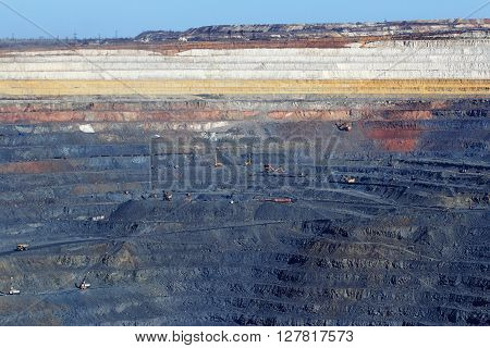 huge quarry iron ore mining in Gubkin Russian spring