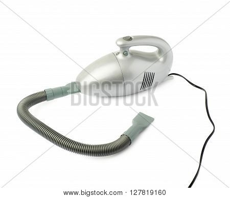 Gray Hand held small vacuum cleaner isolated over the white background