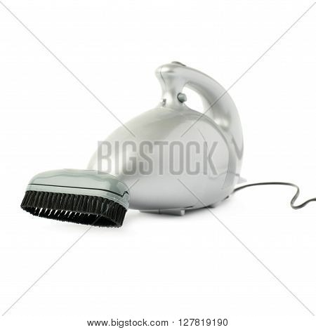 Gray Hand held small vacuum cleaner isolated over the white background