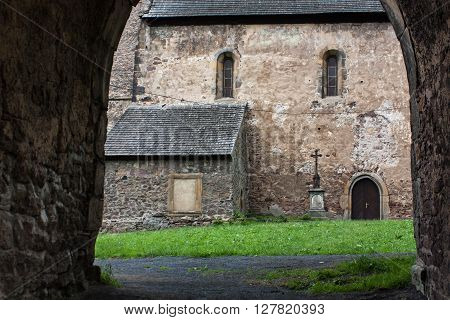 The historic Romanesque church of St. John and Catherine. The church was built in the second half of the thirteenth century. Poland. ?wierzawa. Region of Lower Silesia. June 2015 years.