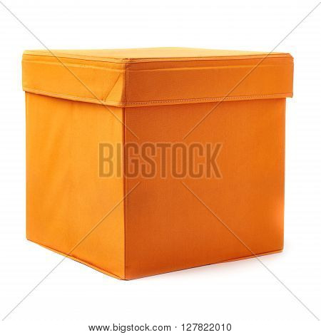 Orange foot stool ottoman pouffe over isolated white background