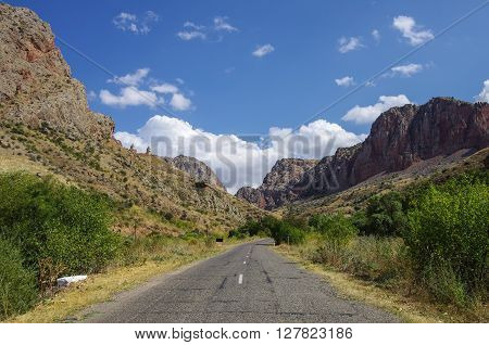 Noravank Gorge. Road to Noravank monastery. Armenia