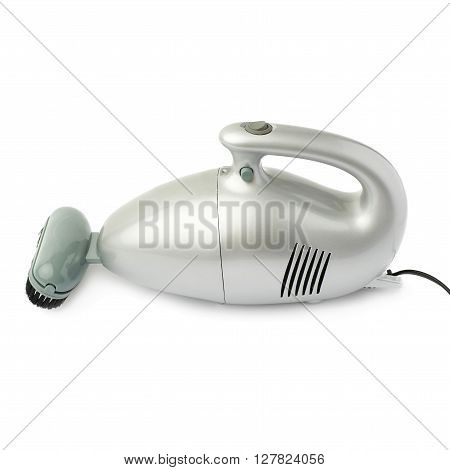 Gray Hand held small vacuum cleaner isolated over the white background