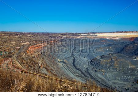 rock formations in the vast quarries of ore together with the technique