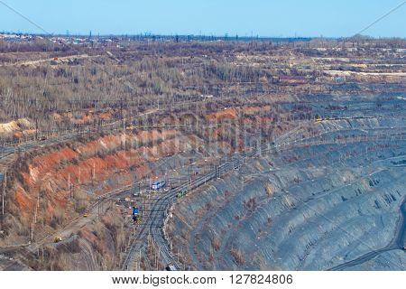 rock formations in the vast quarries of ore together with the technique