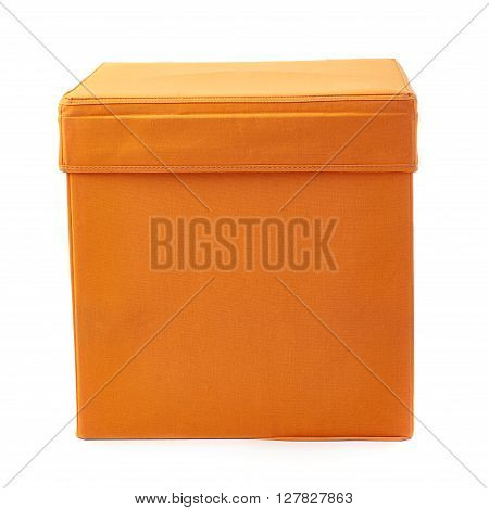 Orange foot stool ottoman pouffe over isolated white background