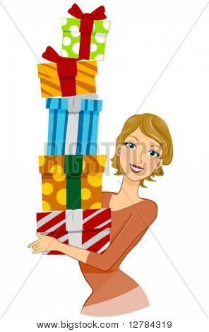 Nainen lahjoja - vektori