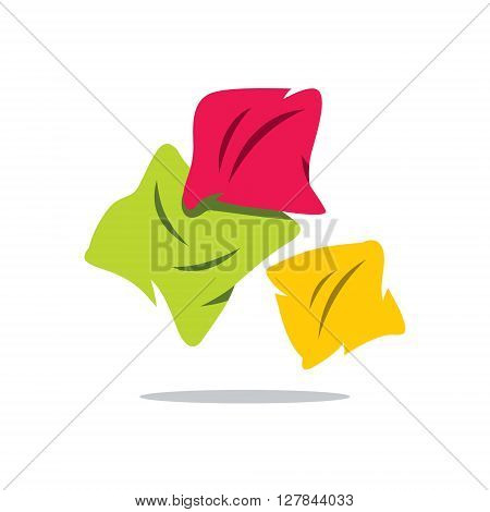 Three Colored Cushions Isolated on a White Background