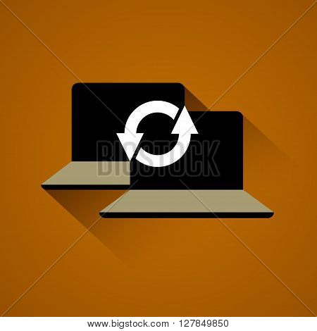 Laptop and refresh icon. Vector illustration. Eps 10