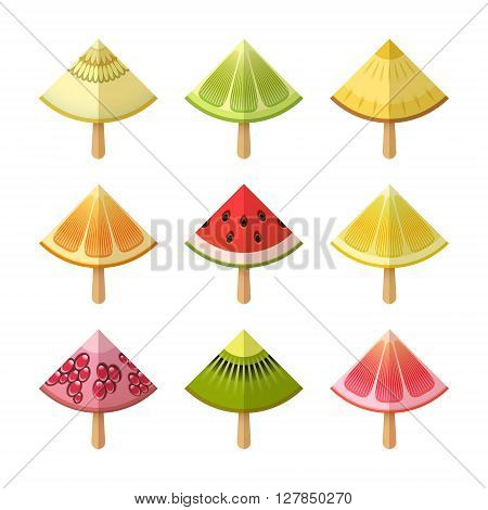 Fruit ice cream icon set. Vector illustration. Eps 10