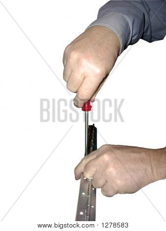 Hand mit Schraubendreher