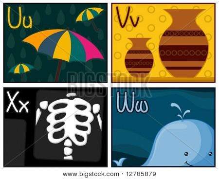 U - W Flash Card Design - vektor