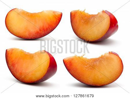 A Set of Fresh Red Plum Isolated on White Background in Full Depth of Field.