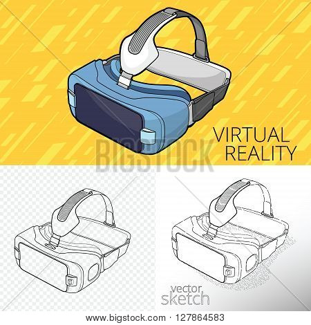 drawing of VR Virtual 3d reality goggles