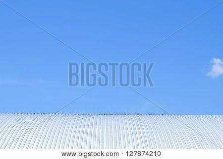 Roof Of Metal Sheet Building With Clear Blue Sky Background