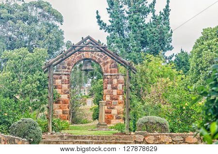 PLETTENBERG BAY SOUTH AFRICA - MARCH 3 2016: The bell of the St. Peters Anglican Church in Plettenberg Bay. The church was consecrated on 14 August 1881