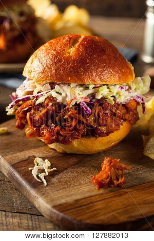 Homemade Vegan Pulled Jackfruit Bbq Sandwich