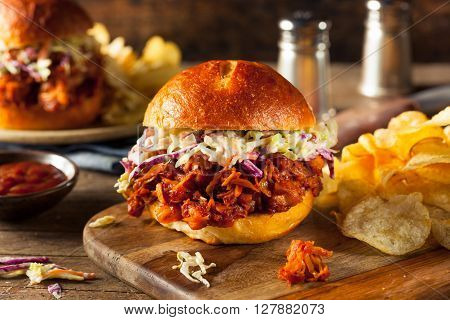 Homemade Vegan Pulled Jackfruit Bbq Sandwich