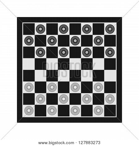 Classic checkers vector illustration. Table game vector picotgram. Chess board icon with figures.