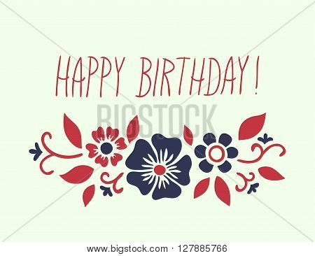 Happy Birthday card with floral ornamental element