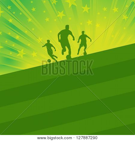 Soccer background - soccer player and ball on green field