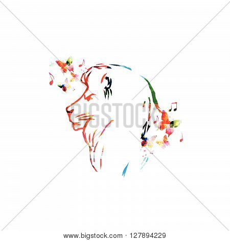Vector illustration of colorful lion head close up