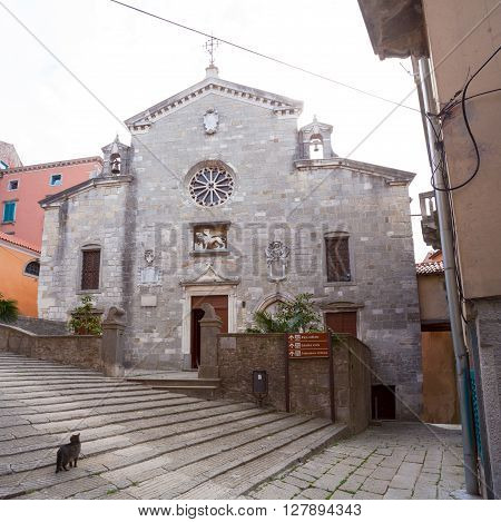 View of the church of the Nativity of the Blessed Virgin Mary in Labin Istria Croatia