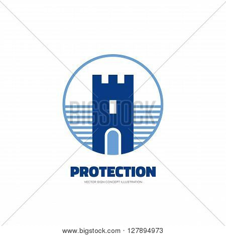 Protection - vector logo concept illustration. Abstract tower of castle illustration. Vector logo template. Design element.