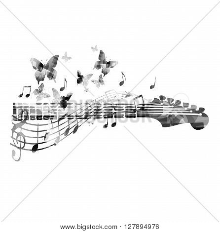 Vector illustration of guitar with music notes