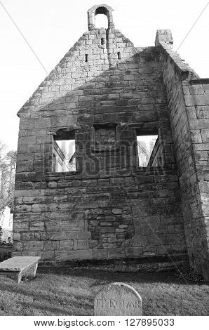 An exterior view of the ruined chapel of St. Bridgets