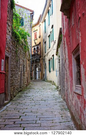Alley of Labin little town in Istria Croatia