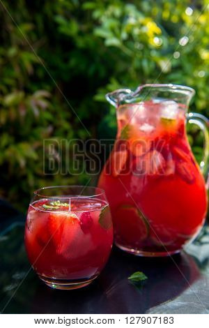 Fresh Homemade Strawberry And Raspberry Lemonade
