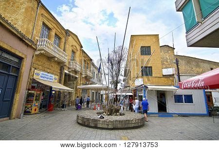 LEDRAS STREET NICOSIA CYPRUS, NOVEMBER 26 2015: memorial at the end of Ledras street Nicosia/Lefkosia Cyprus. Editorial use.