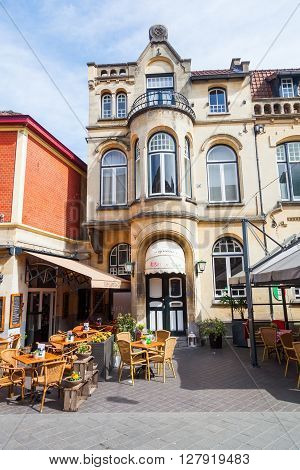 Valkenburg Netherlands - April 11 2016: old buildings in the old town of Valkenburg. Valkenburg aan de Geul in the province Limburg is a popular tourist destination