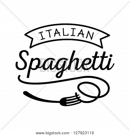 noodle Italian spaghetti logo with fork icon in black color minimal look.