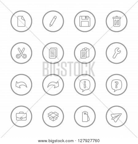 gray line web icon set with circle frame for web design user interface (UI) infographic and mobile application (apps)