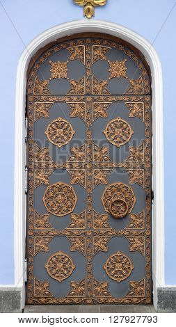 Decorative ornament made of old metal on door