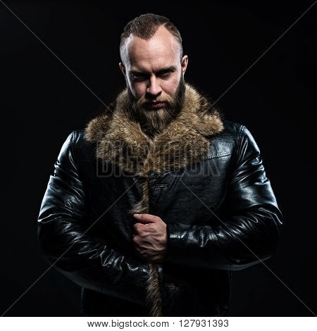 Brutal Handsome Glum Unshaven Man With Beard