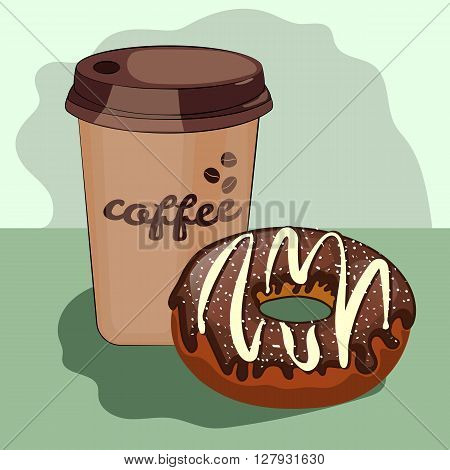 delicious donut, cartoon, cup of coffee dessert, cup, chocolate, couple, character, funny, mug, delicious, joy, icon, bakery, design