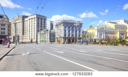 MOSCOW RUSSIA - April 24.2016: Street Theatrical Proyezd in the historical center of city