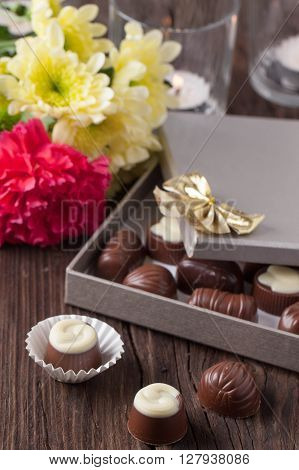 Chocolate Candy And Flowers