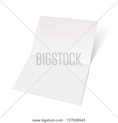 A sheet of paper folded in half. Mock Up Template. Vector illustration