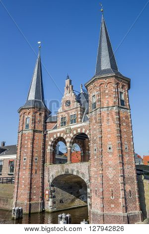 Water gate in the historical city Sneek Netherlands