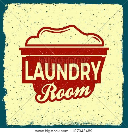 Laundry Emblem. Logotype Template With Ink Stamp Texture