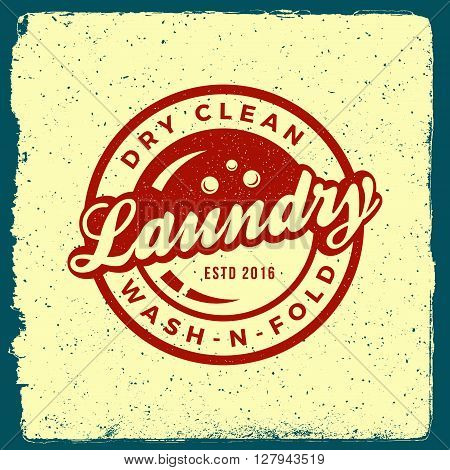 Laundry Emblem. Logotype Template With Ink Stamp Texture