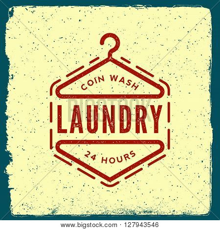 Laundry Emblem. Logotype Template With Ink Stamp Texture
