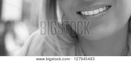 beautiful woman smile with a white teeth