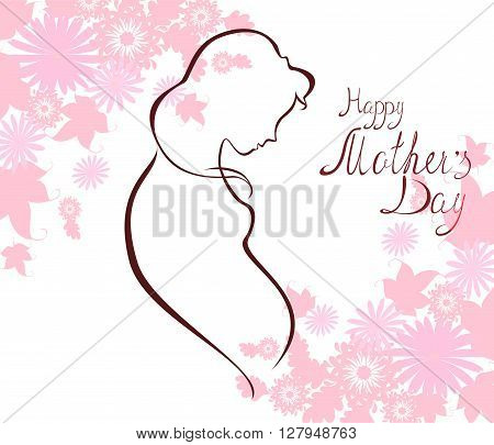 Silhouette of expectant mother with text for Happy Mothers Day celebration. EPS10 vector illustration