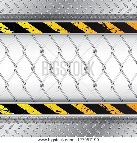 Industrial background with wired fence and tire treads