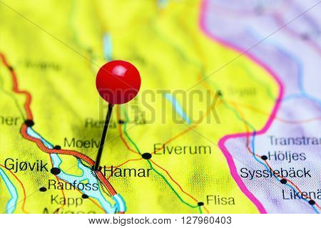 Hamar pinned on a map of Norway